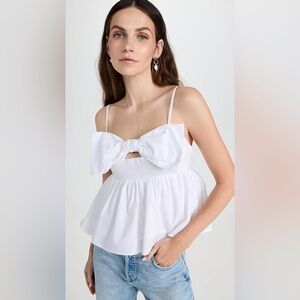 White Bow-Front Spaghetti Strap Top - Women